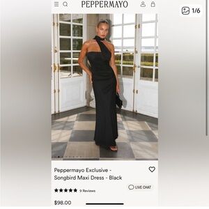 Peppermayo One-Shoulder Black Maxi Dress